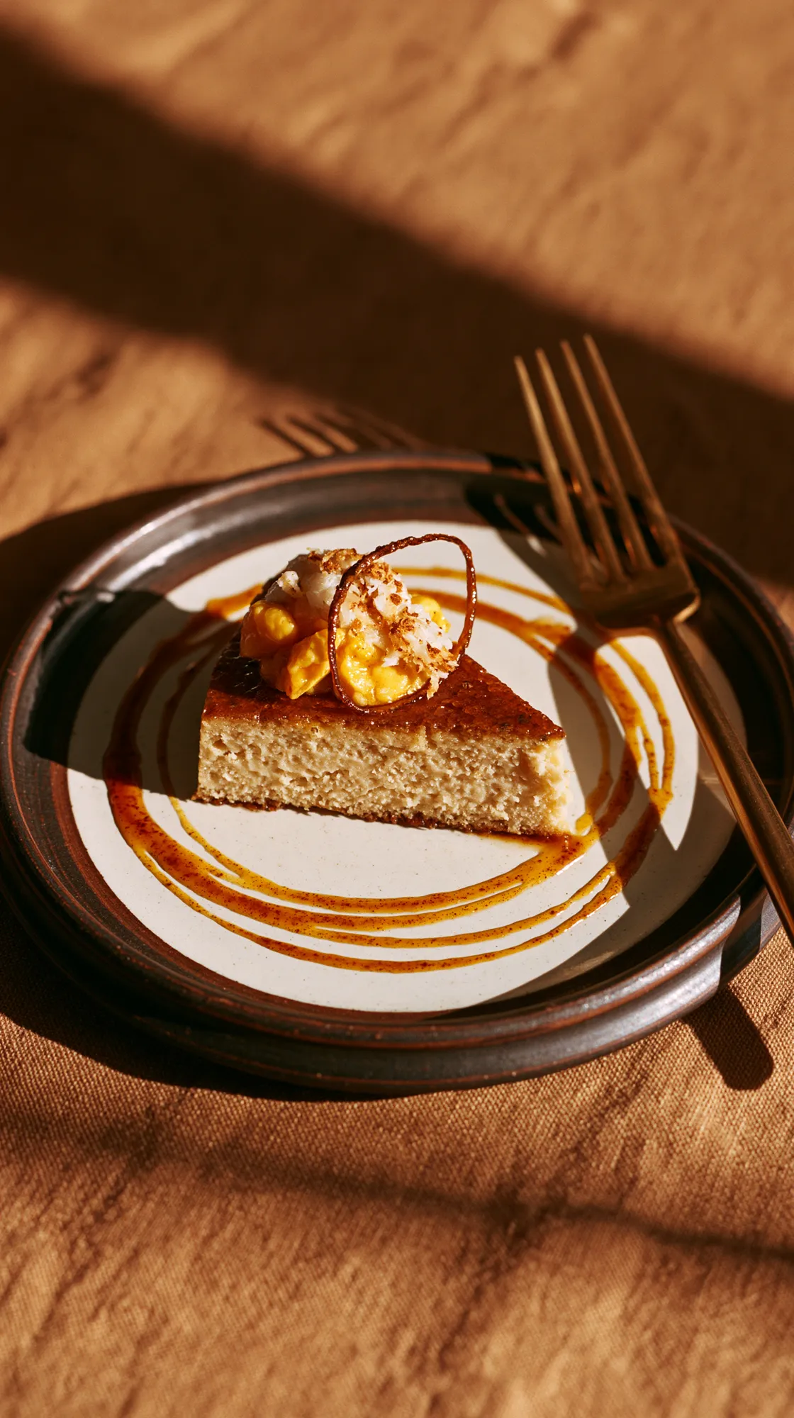 Coconut tart with burnt sugar