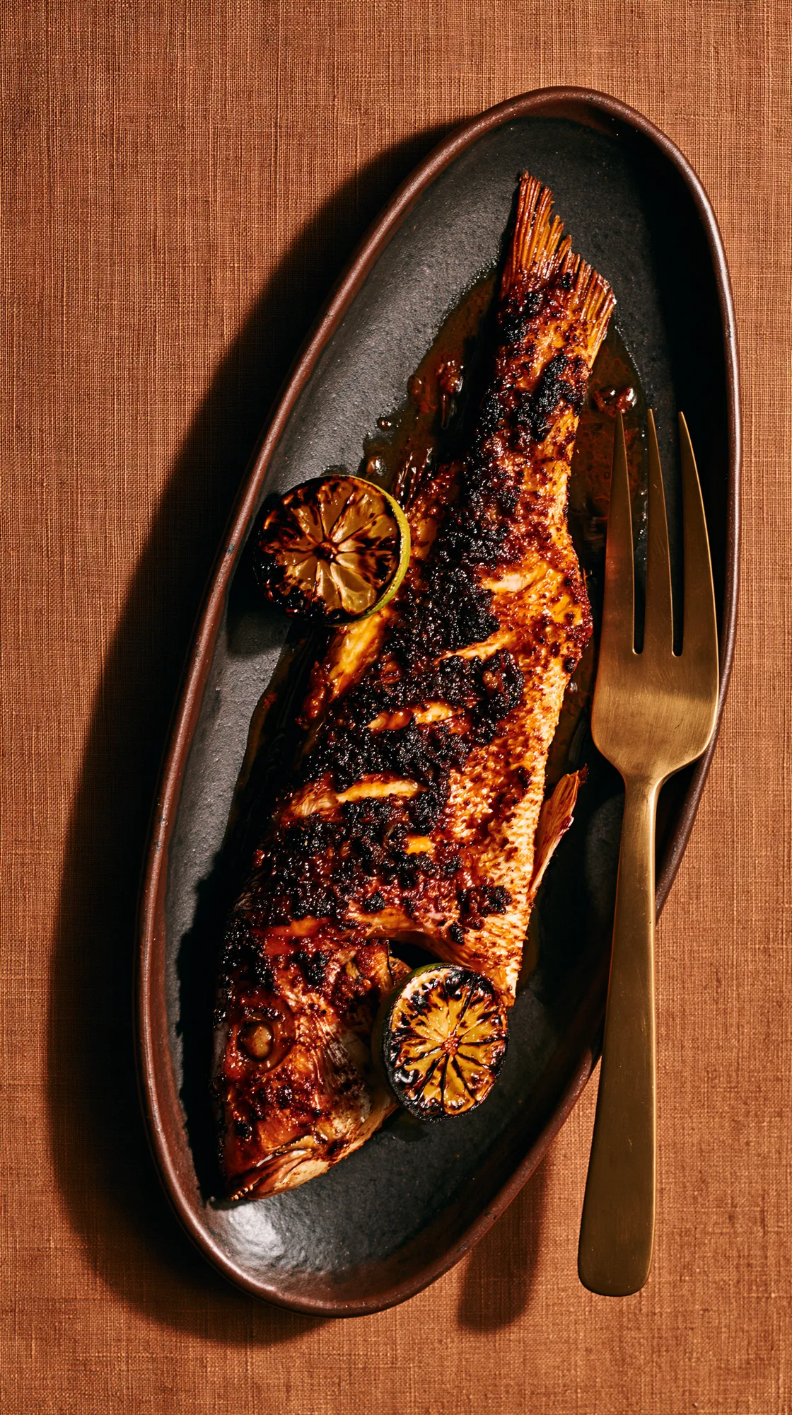 Whole snapper with charred lime