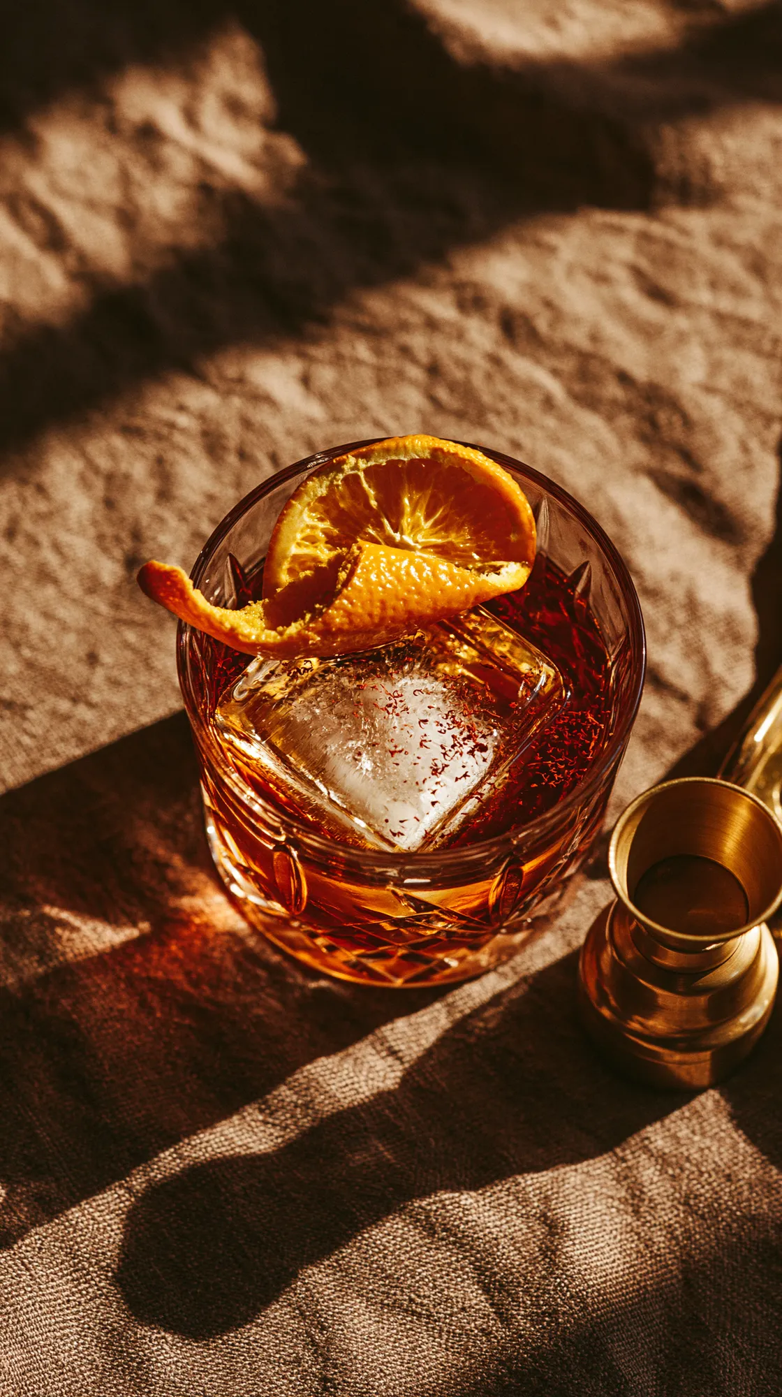 The Crossing, aged rum stirred with iru bitters